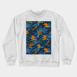 exotic flowers paradise Strelitzia tropical leaves Crewneck Sweatshirt